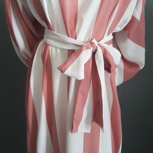 Eleanor Geraldine Striped Ruffled Midi Dress Size M - Picture 2 of 8